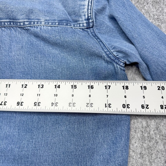 Abercrombie & Fitch Denim Shirt Boyfriend Fit 100% Viscose Long Sleeve Button Up - Picture 8 of 8